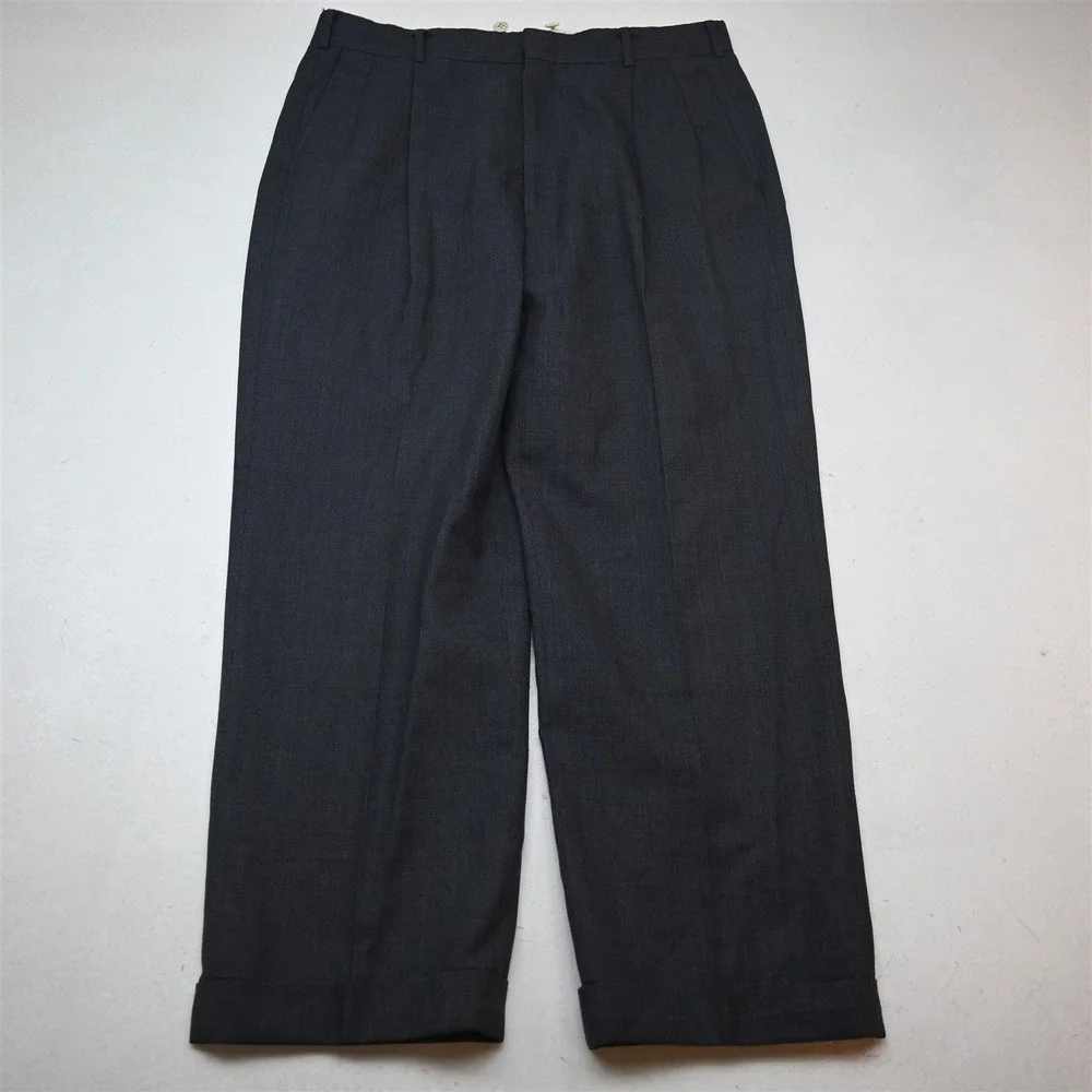 Vtg USA Made Chaps Ralph Lauren 40R 34x29 Blue Nailshead Wool Mens Suit
